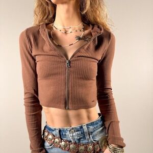 Hollister Cropped Zip Hoodie – XS